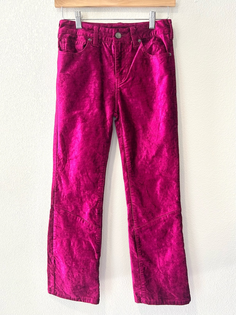Free People Fuchsia Velvet Crop Jeans Boho Women's Pants Like New Size 26